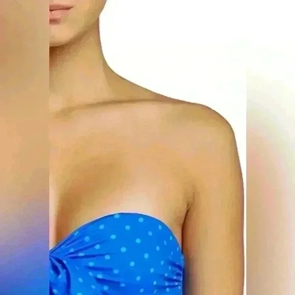 ☀️👙Spanx Bandeau Push Up One Piece Swimsuit ~ Polka ~ 14~NWT!~Removable Straps - Picture 3 of 10